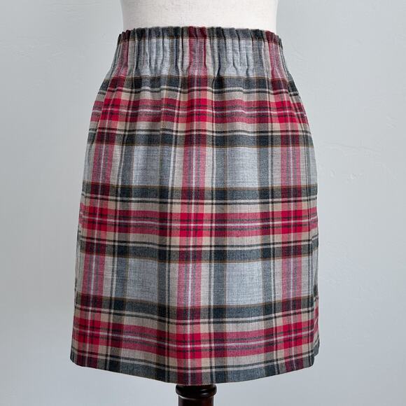 J. Crew Red Plaid Wool Blend Mini Skirt - Picture 1 of 6